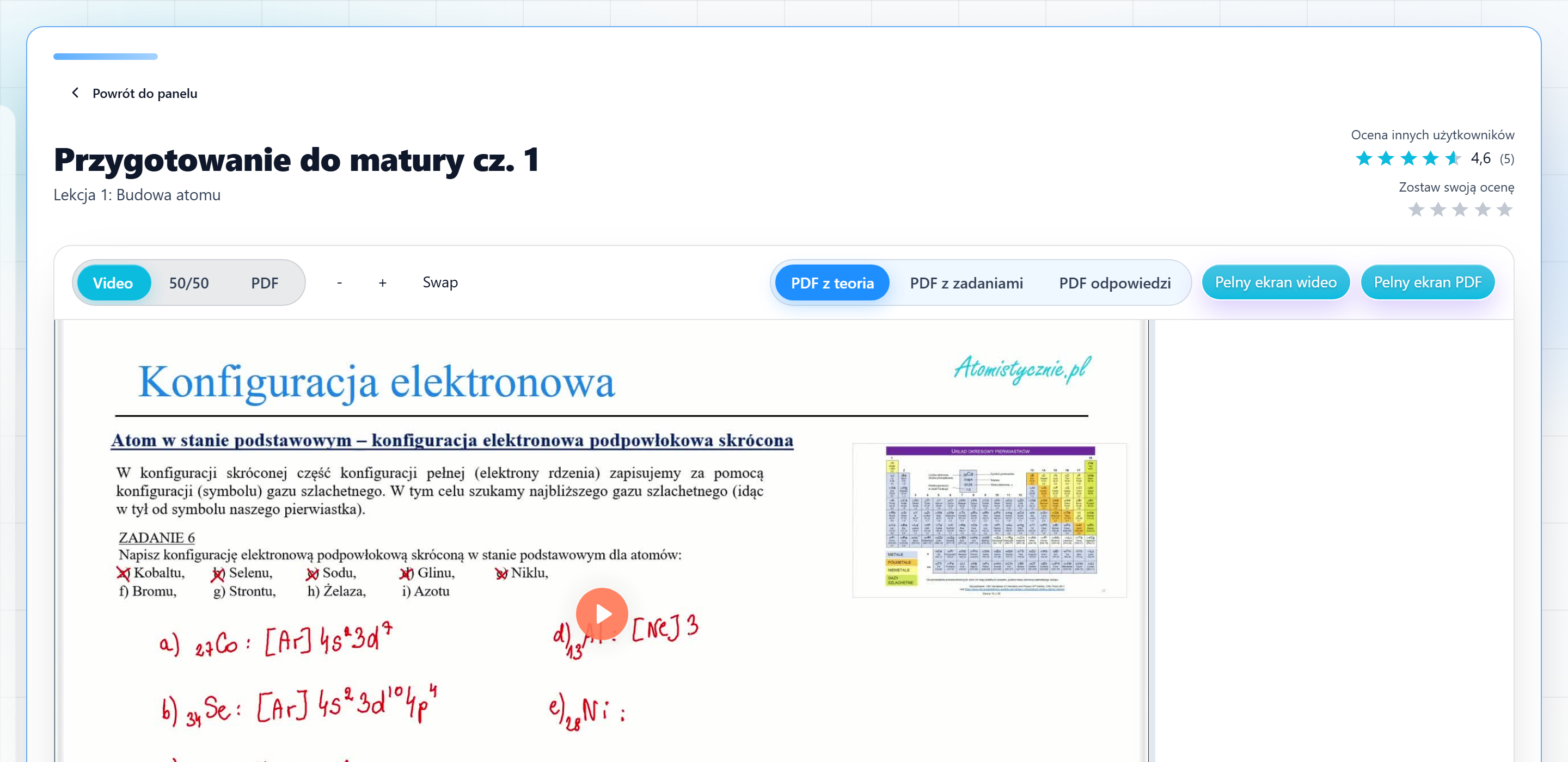 Podgląd: Lekcja: wideo + notatki
